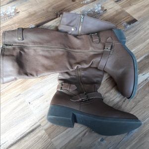 Brown wide calf boots